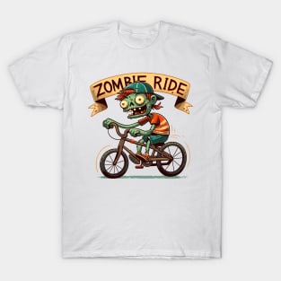 Zombie Ride - Zombie boy on bike T-Shirt